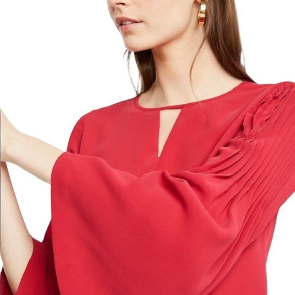 Ann Taylor Pleated Bell Sleeve A Line Dress Size 0 - Picture 2 of 12